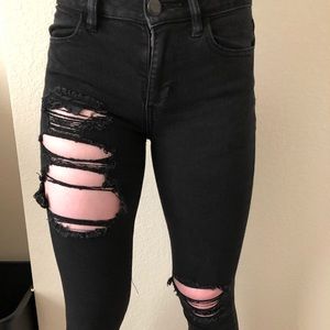 american eagle black ripped jeans